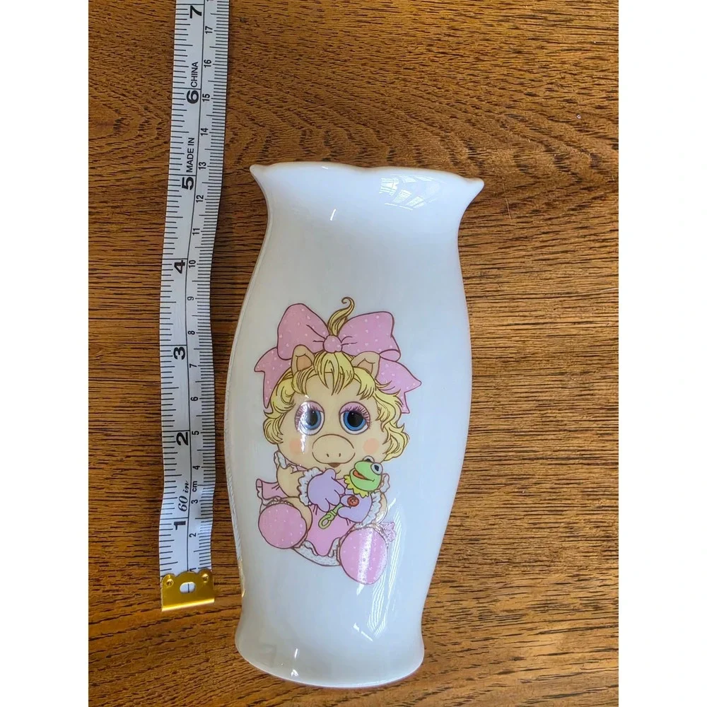 Vintage 1983 Enesco Muppet Babies Baby Miss Piggy‎ Ceramic Bud Vase Japan 5